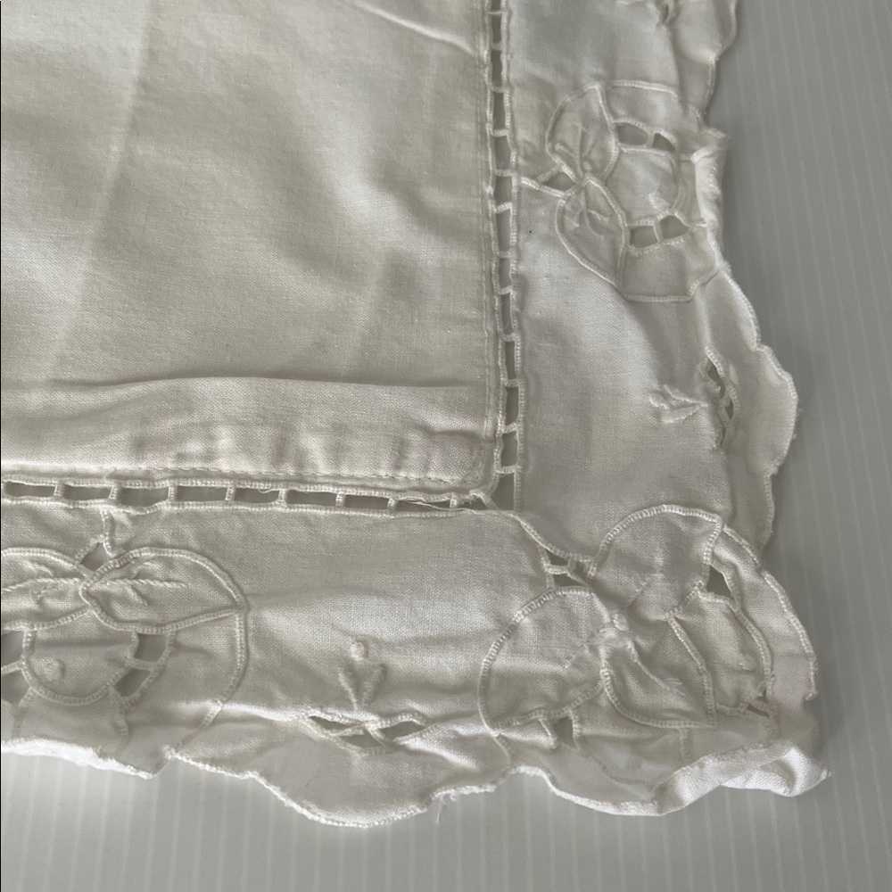 Vintage White Linen Decorative Pillow Sham - Picture 3 of 7